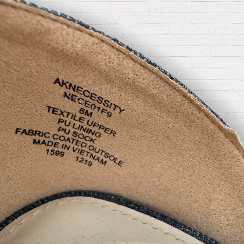 ANN KLEIN Necessity Blue Denim Round Cork Heels Shoes Women's 6 - Picture 2 of 8